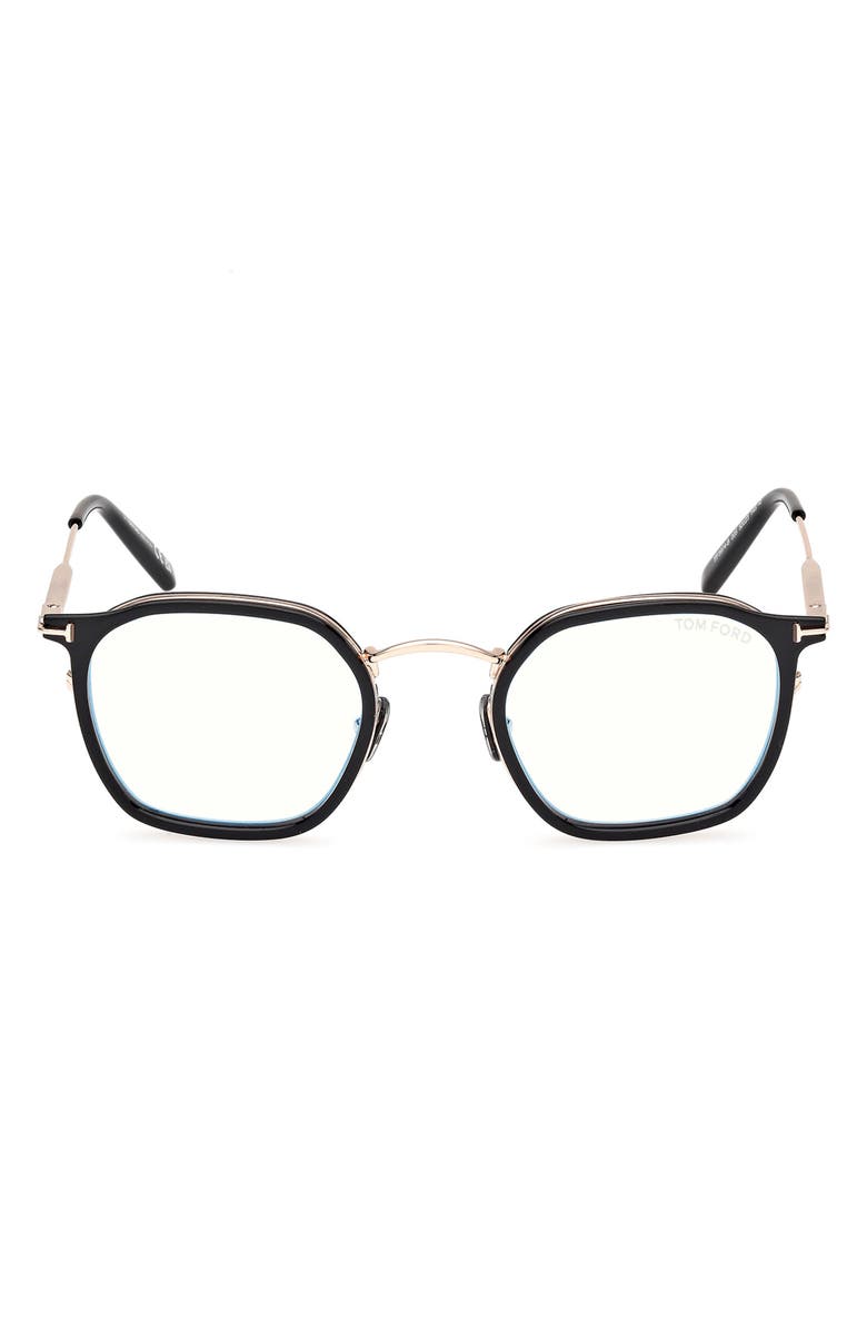TOM FORD 50mm Round Blue Light Blocking Glasses, Main, color, 
