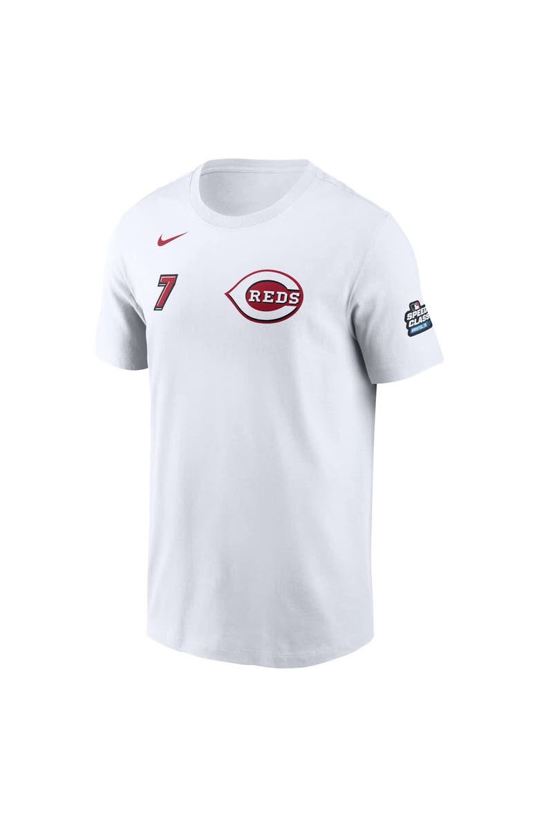 Nike Men's Nike Spencer Steer White Cincinnati Reds 2025 MLB Speedway Classic Name & Number T-Shirt, Alternate, color, 