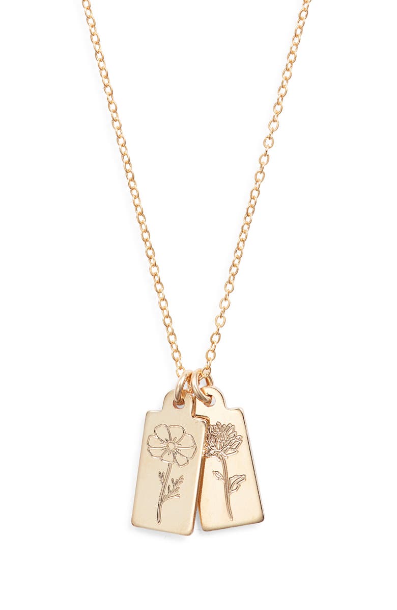 Set & Stones Tawney Birth Flower Necklace, Main, color, Gold / 2 Charms