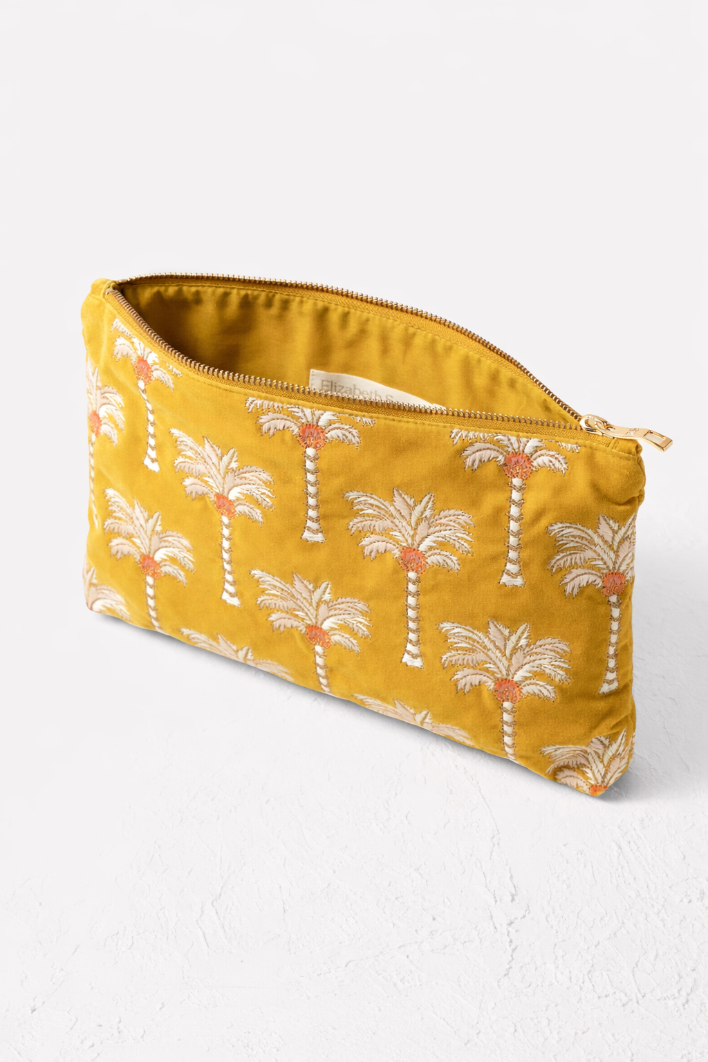 Elizabeth Scarlett Sunrise Palms Everyday Pouch, Alternate, color, Mustard Yellow