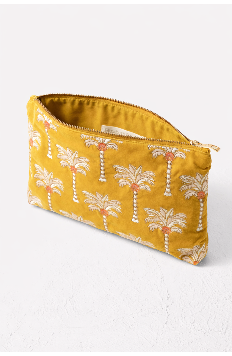 Elizabeth Scarlett Sunrise Palms Everyday Pouch, Alternate, color, Mustard Yellow