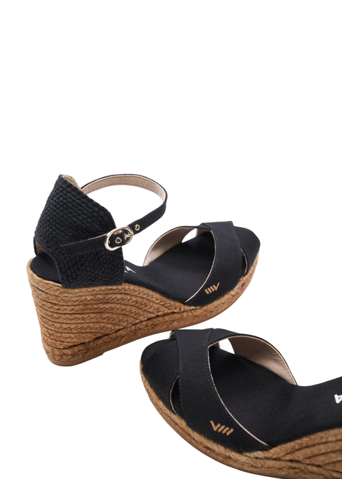 Viscata Aiguablava Canvas Espadrille Sandal Wedges In Black