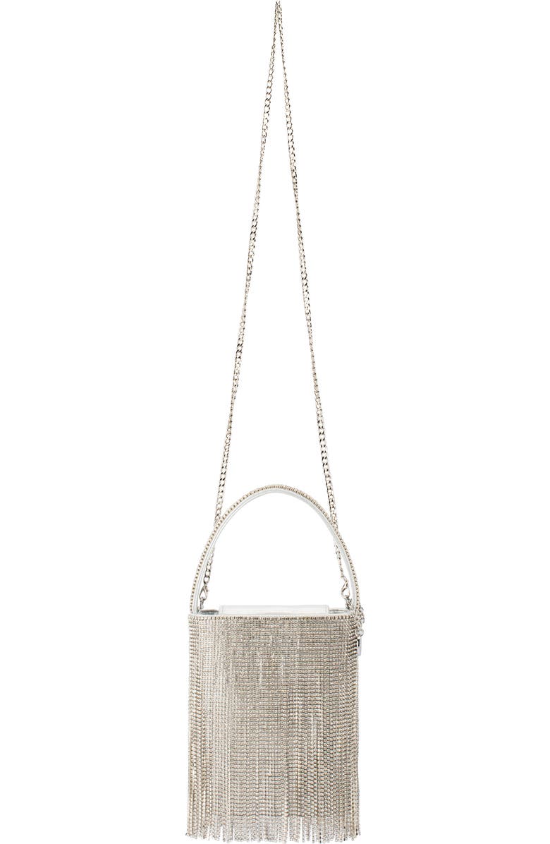Olga Berg Billie Crystal Fringe Top Handle Bag, Alternate, color, Silver