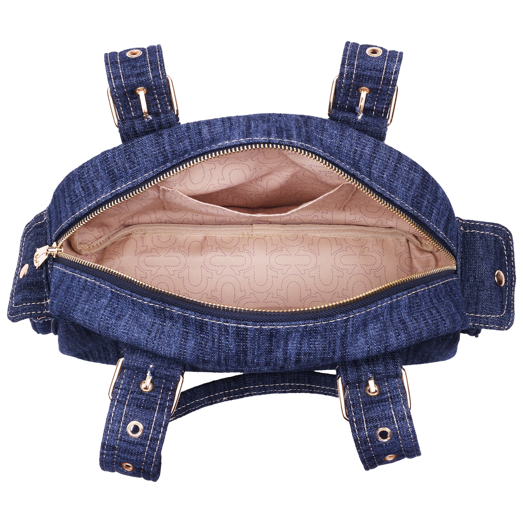 True Religion Multi-Patch Satchel, Alternate, color, Dark Denim