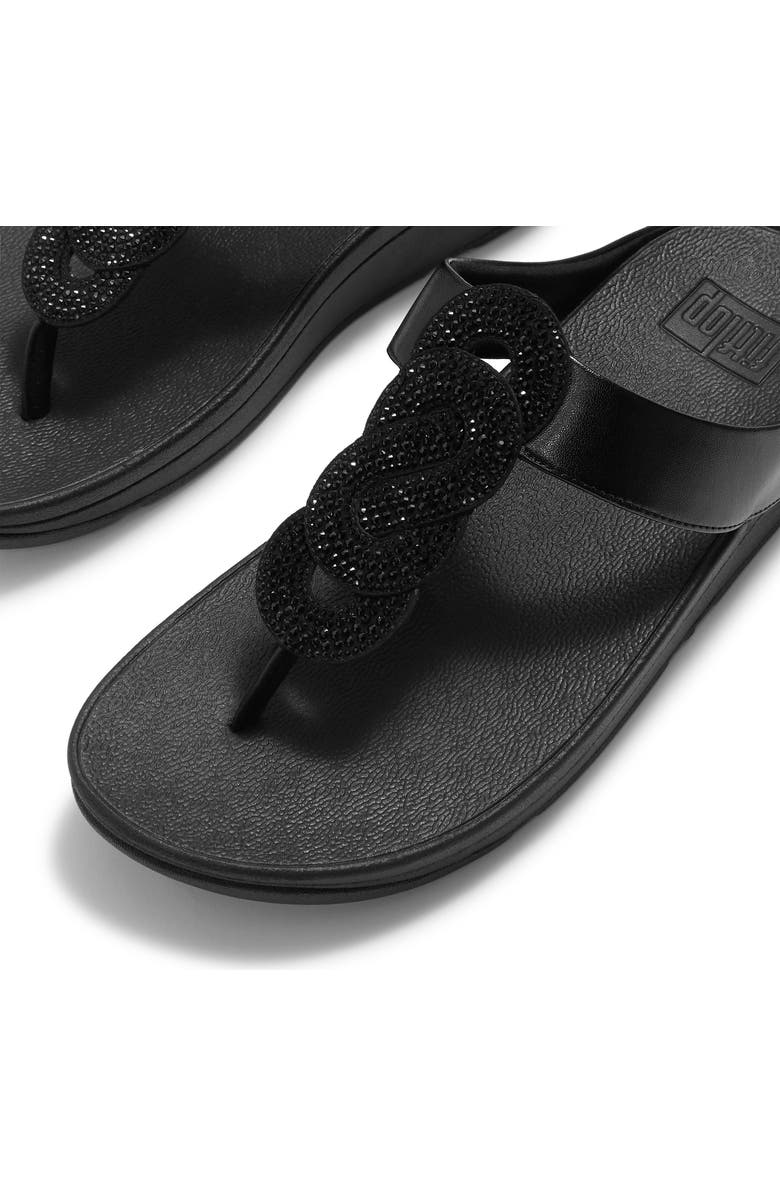 FitFlop Fino Crystal Twist T-Strap Sandal, Alternate, color, All Black