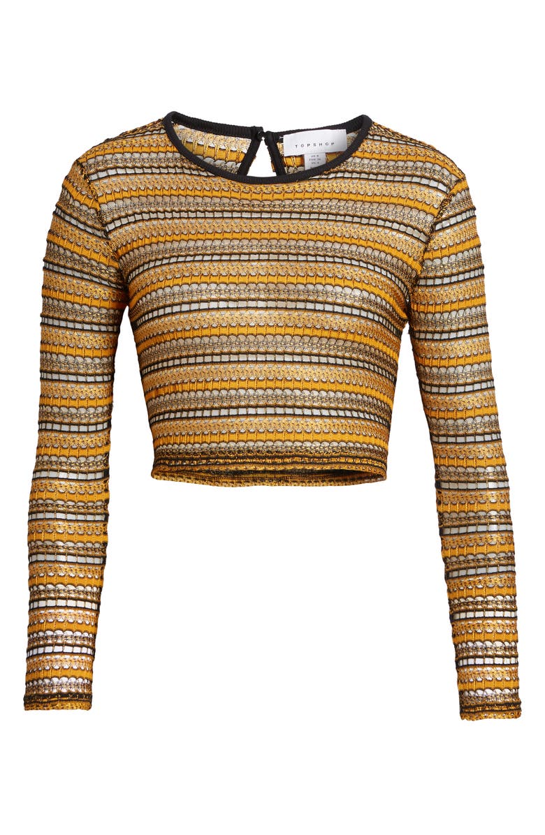 Topshop Stripe Lace Crop Top, Alternate, color,