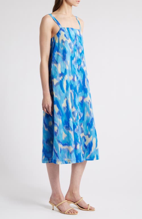 Du Paradis Blue Star Cotton A-line Midi Dress In Blue Ocean