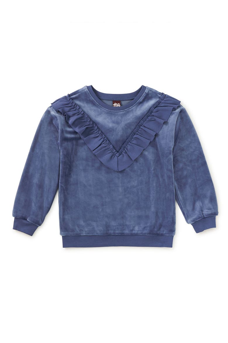 Velour Ruffle Tunic Top, Main, color, NAVAL BLUE