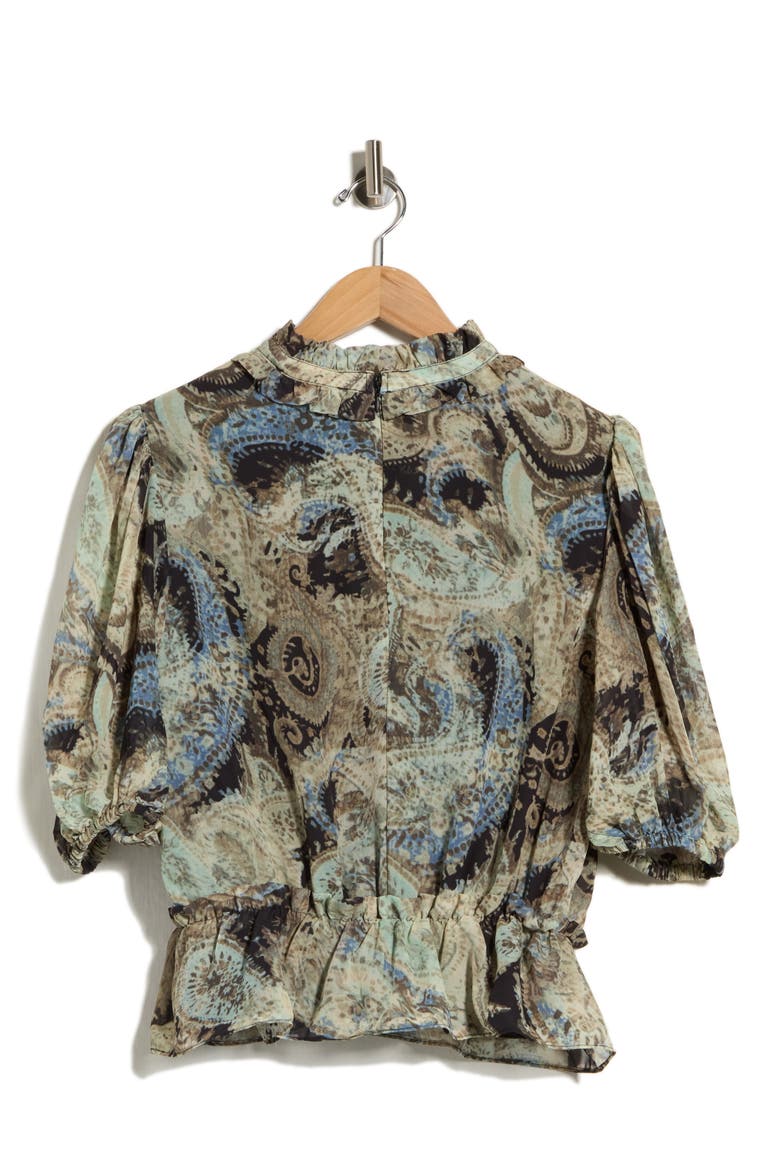 Ruffle Mock Neck Top, Alternate, color, PAISLEY PRINT