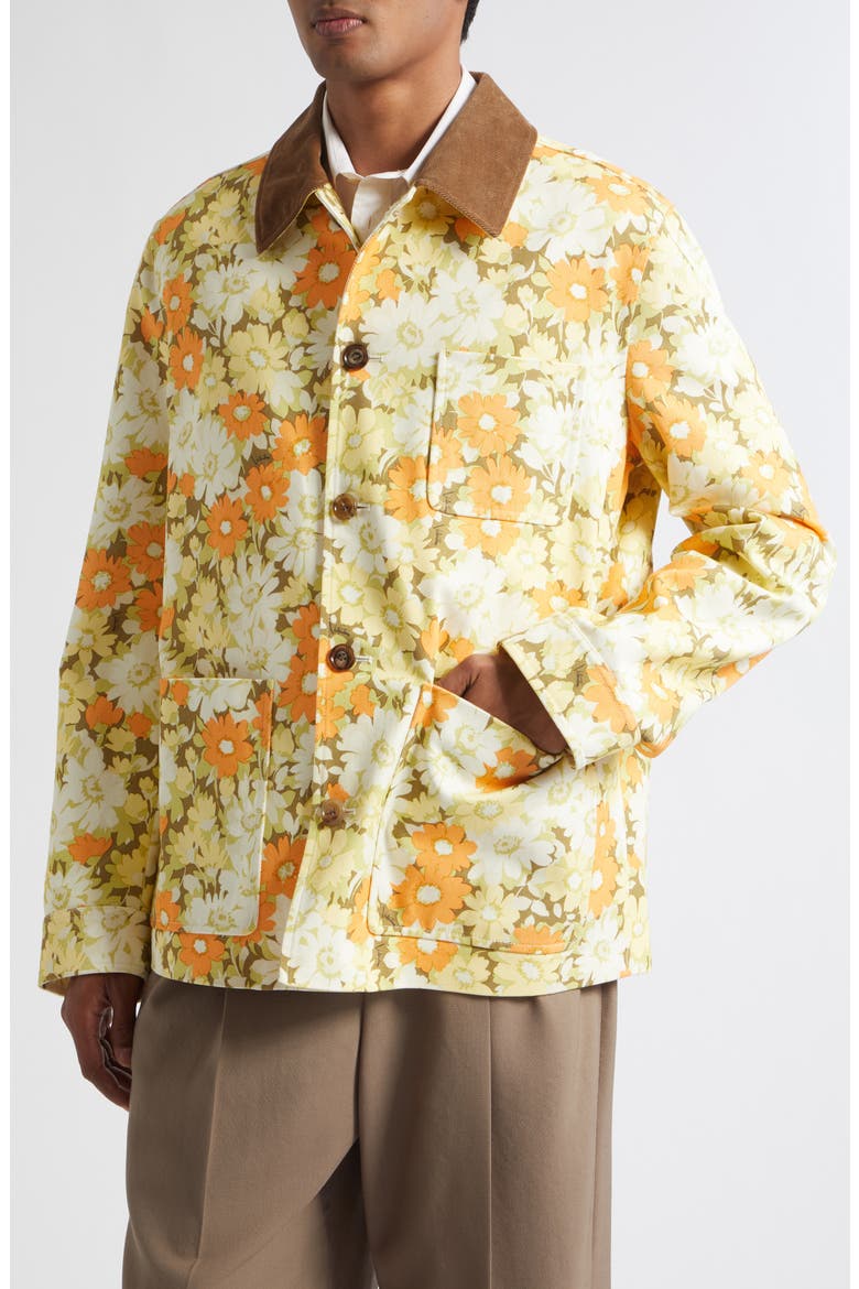 Papier Floral Print Cotton Twill Shirt Jacket, Alternate, color, YELLOW MULTI
