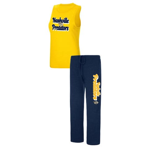 Women's Concepts Sport Gold/Heather Navy Nashville Predators Meter Muscle Tank Top & Pants Sleep Set