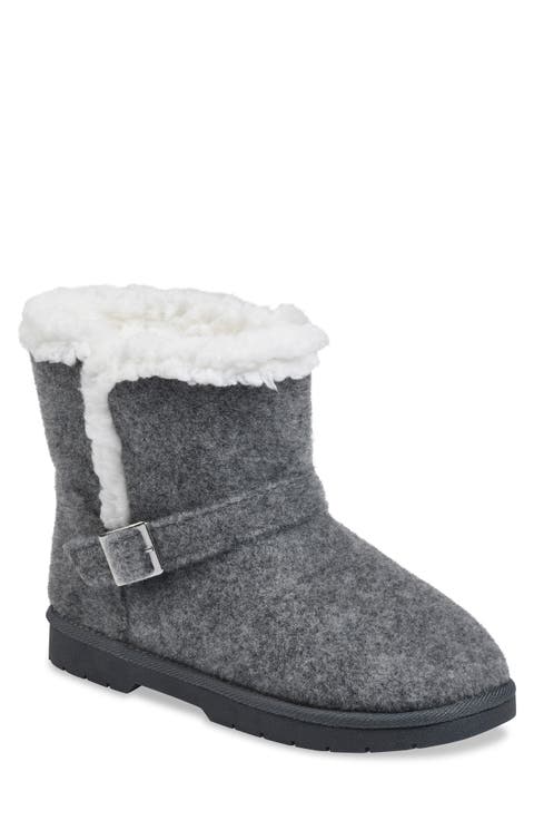 Buckled Faux Shearling Lined Water-Resistant Boot (Women)