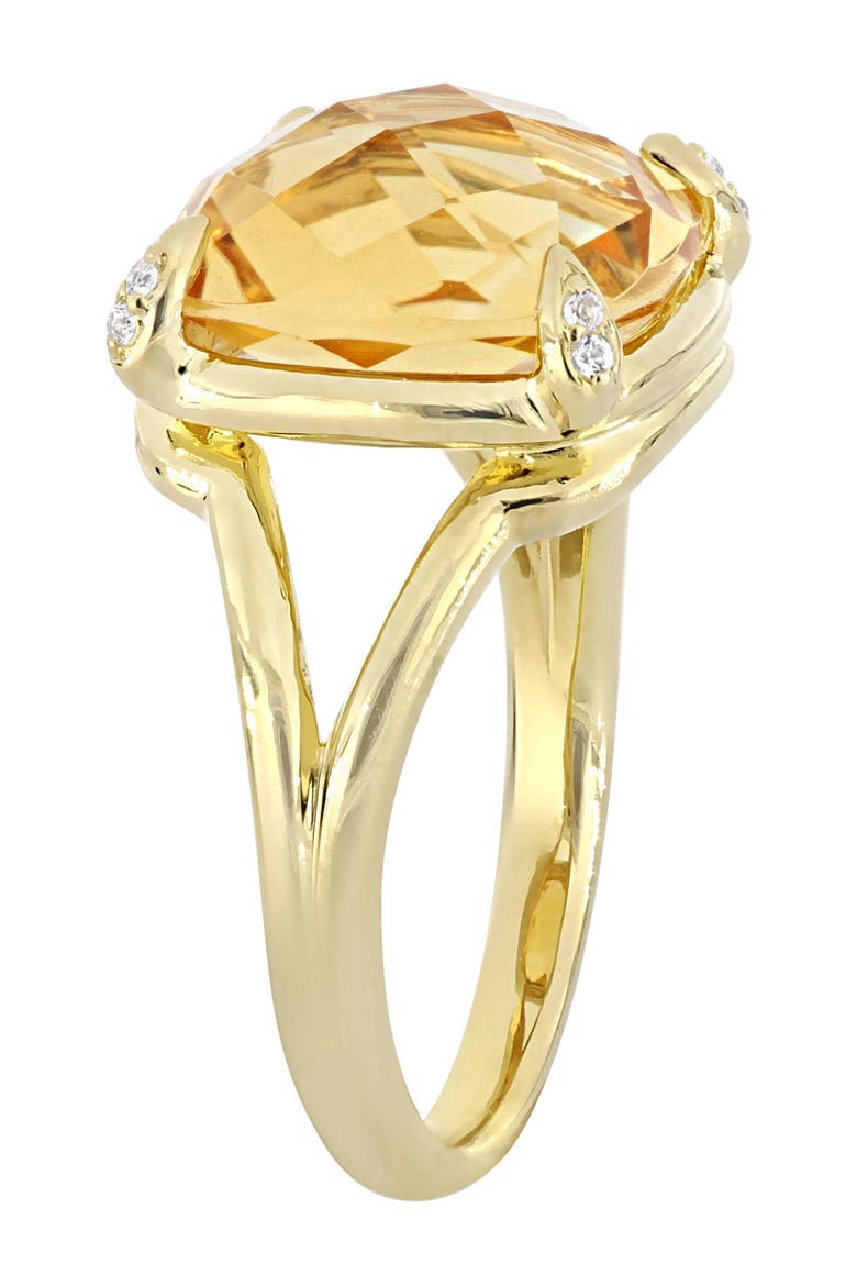 Yellow Gold Plated Sterling Silver Citrine & White Topaz Stone Shank Ring, Alternate, color, YELLOW