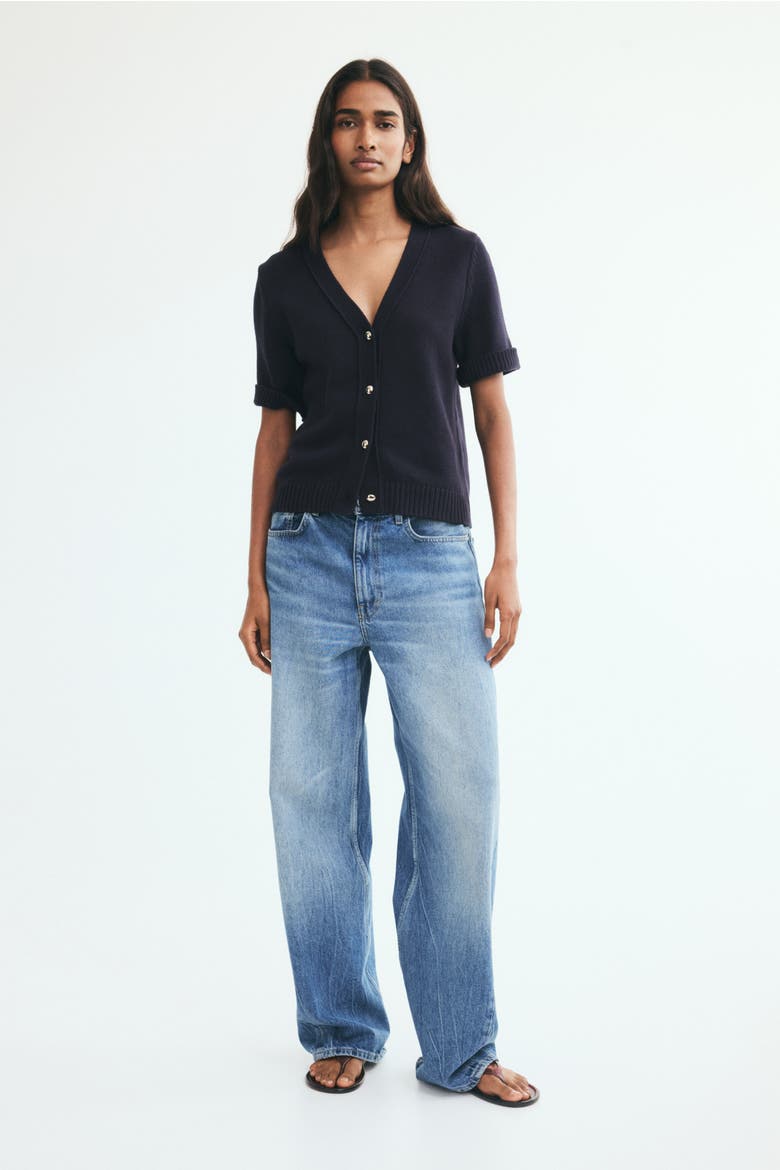 Short-sleeved Cardigan, Alternate, color, Navy blue