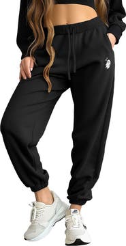 Dalix Womens Heartly Ghost Embroidered Fleece Sweatpants