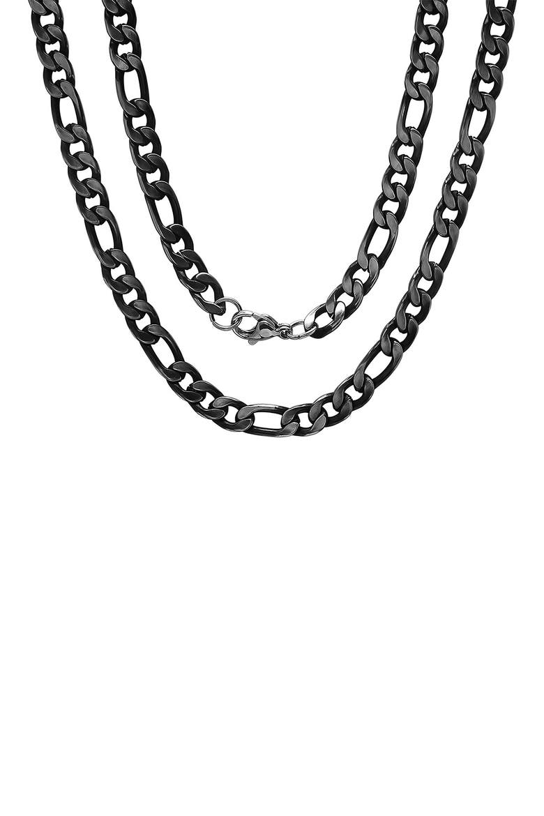 Black Stainless Steel Chain Link Necklace, Main, color, BLACK