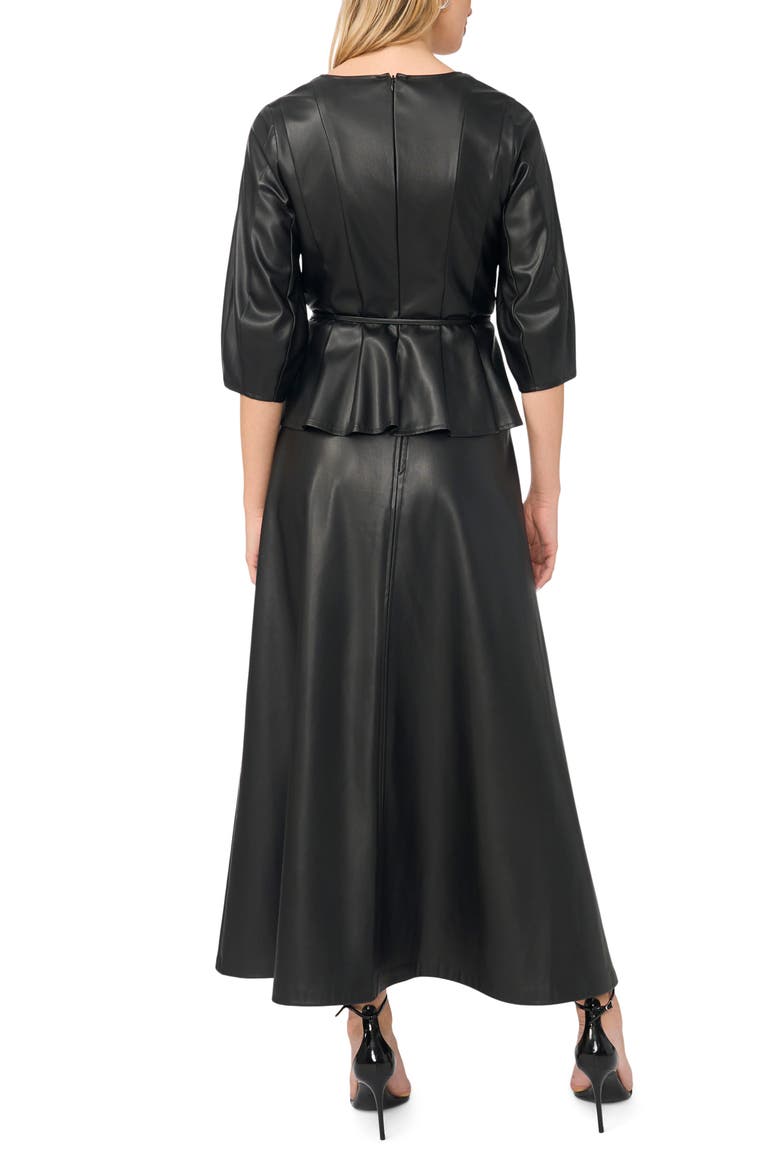 Seamed Faux Leather Top, Alternate, color, RICH BLACK