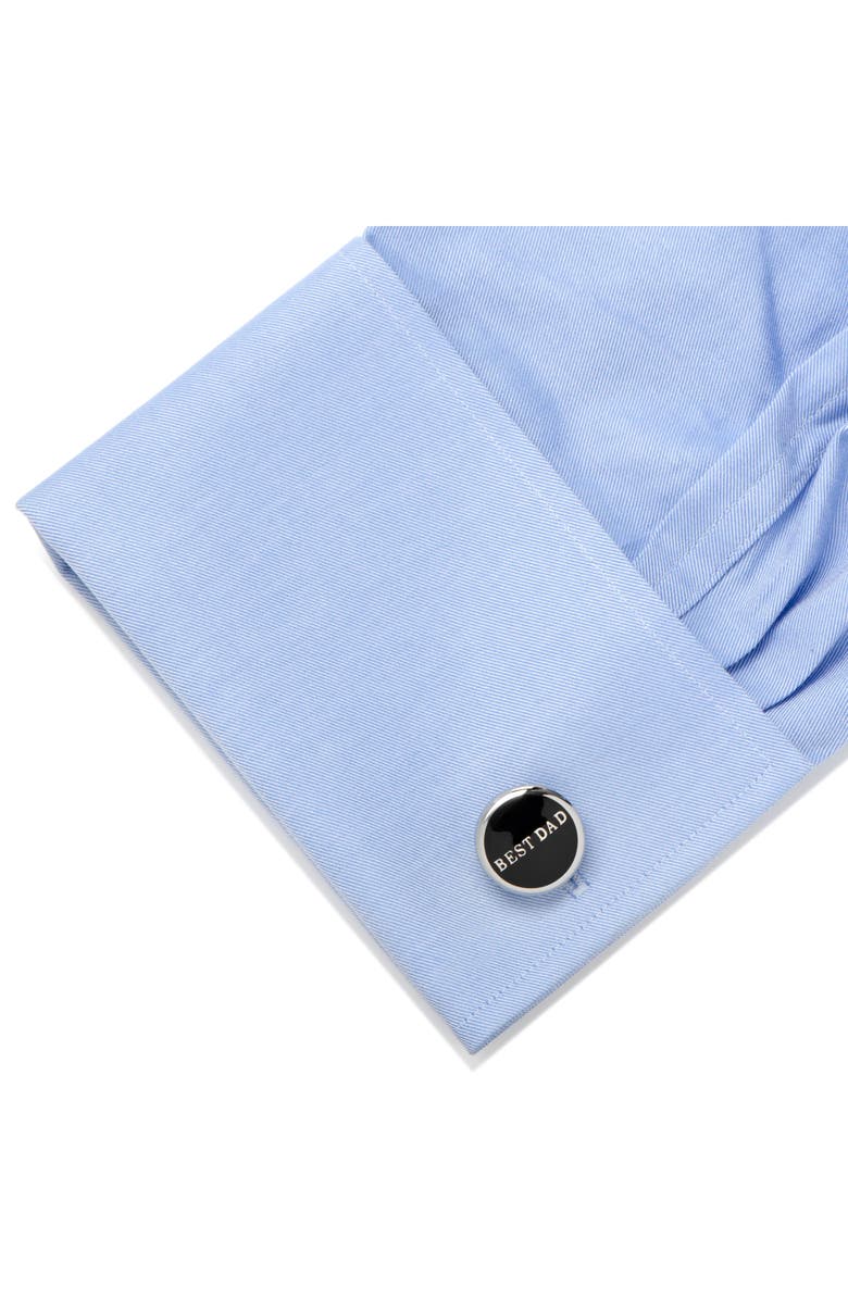 Cufflinks, Inc. Best Dad Cuff Links, Alternate, color, Silver/ Black
