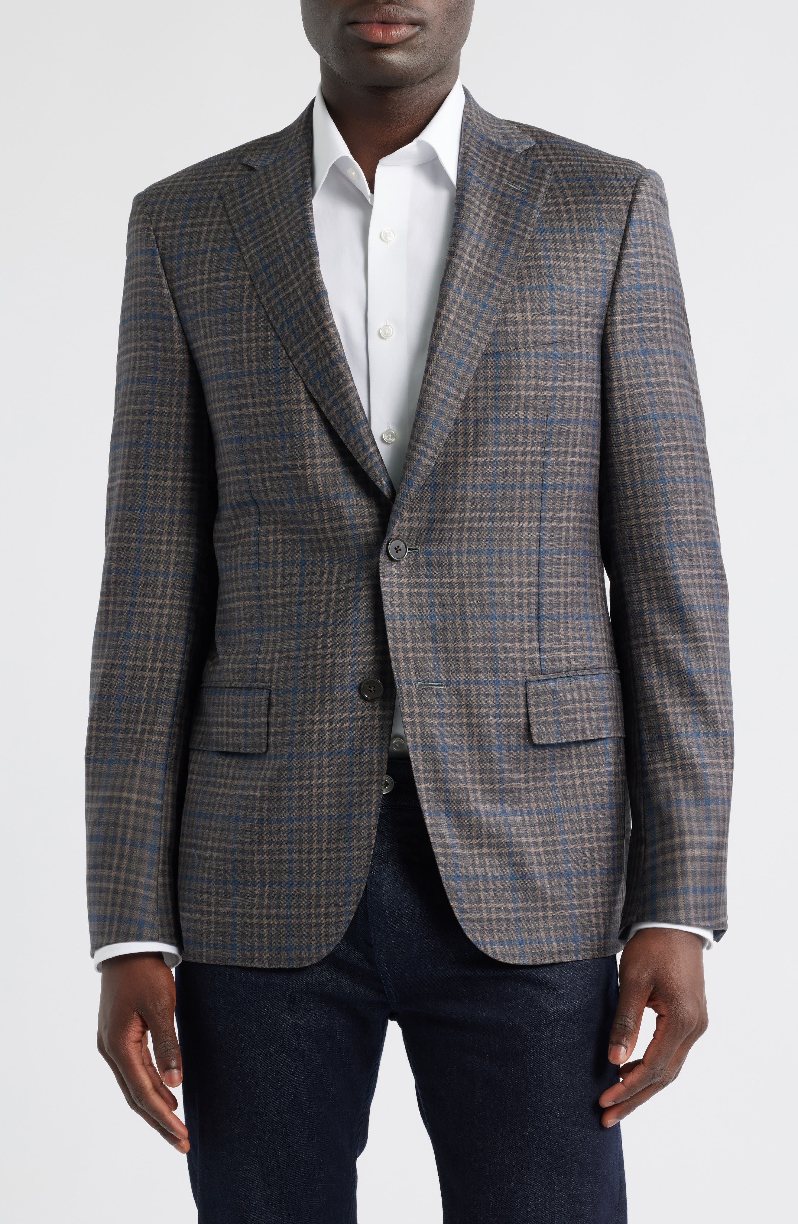 Heritage Gold Brown Overcheck Wool Sport Coat