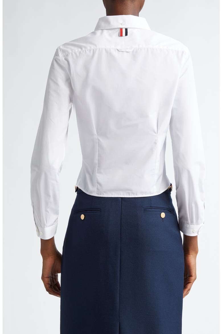 Crop Cotton Button-Up Shirt, Alternate, color, WHITE