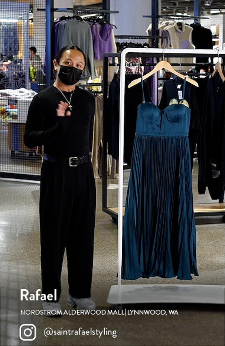 Milan Pleat Corset Satin Gown, sales video thumbnail