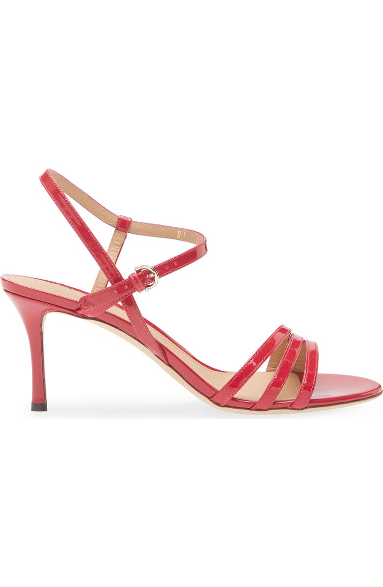 FERRAGAMO Patent Strappy Sandal, Alternate, color, Red