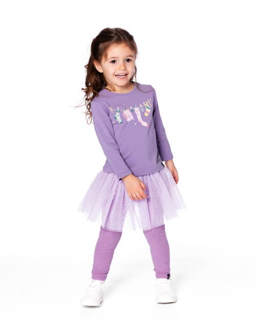 Deux Par Deux Leggings With Tulle Skirt In Pink