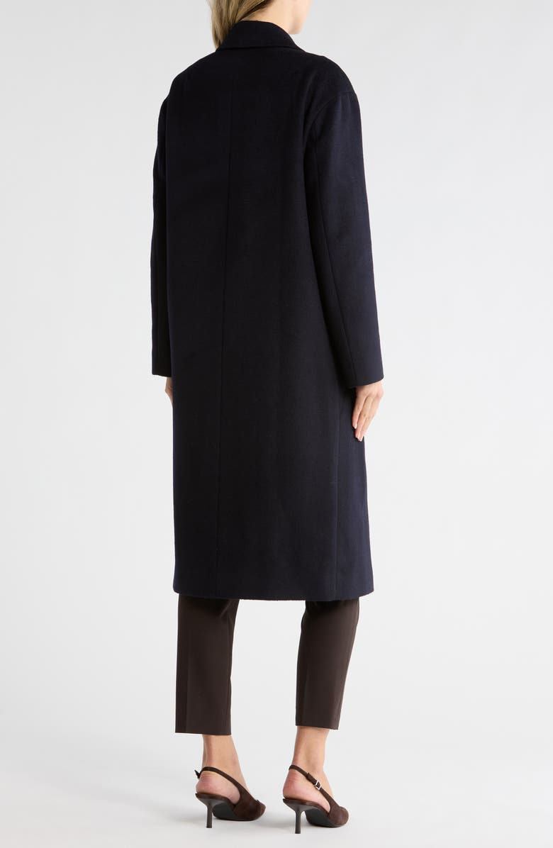 Fleurette Double Breasted Wool Blend Coat, Alternate, color, Navy