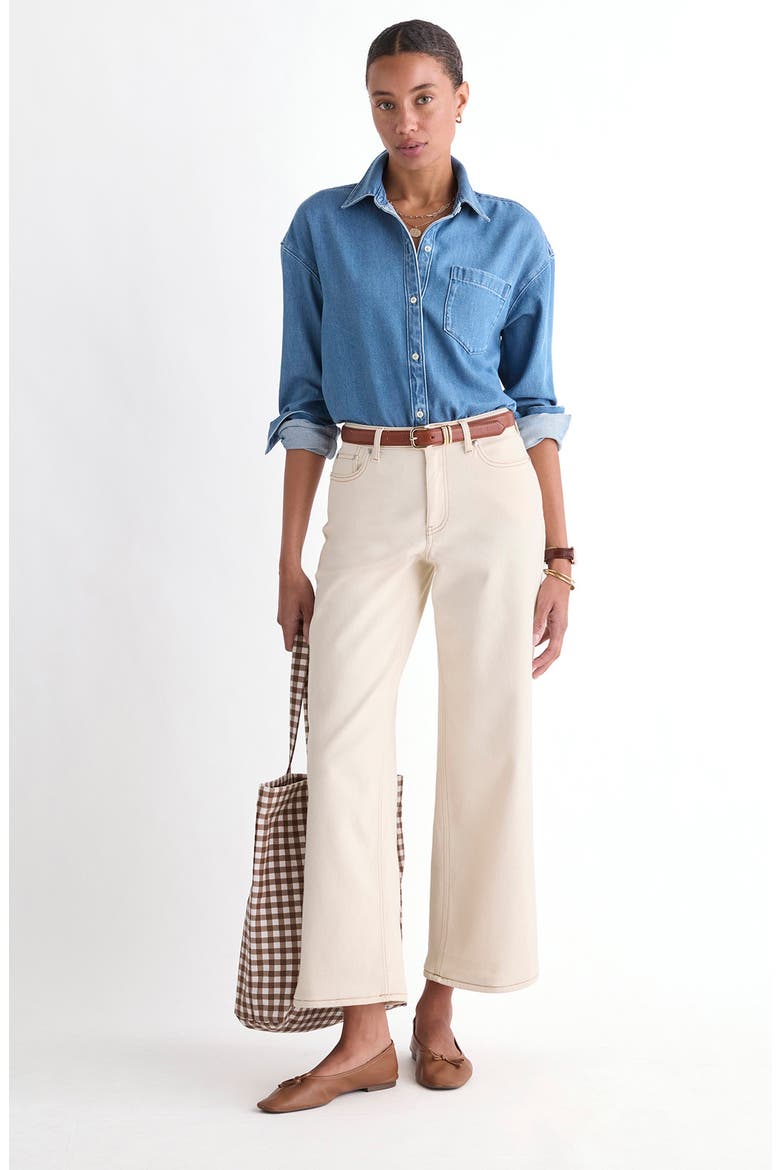 Birdie Button-Down Shirt, Alternate, color, WASHED INDIGO