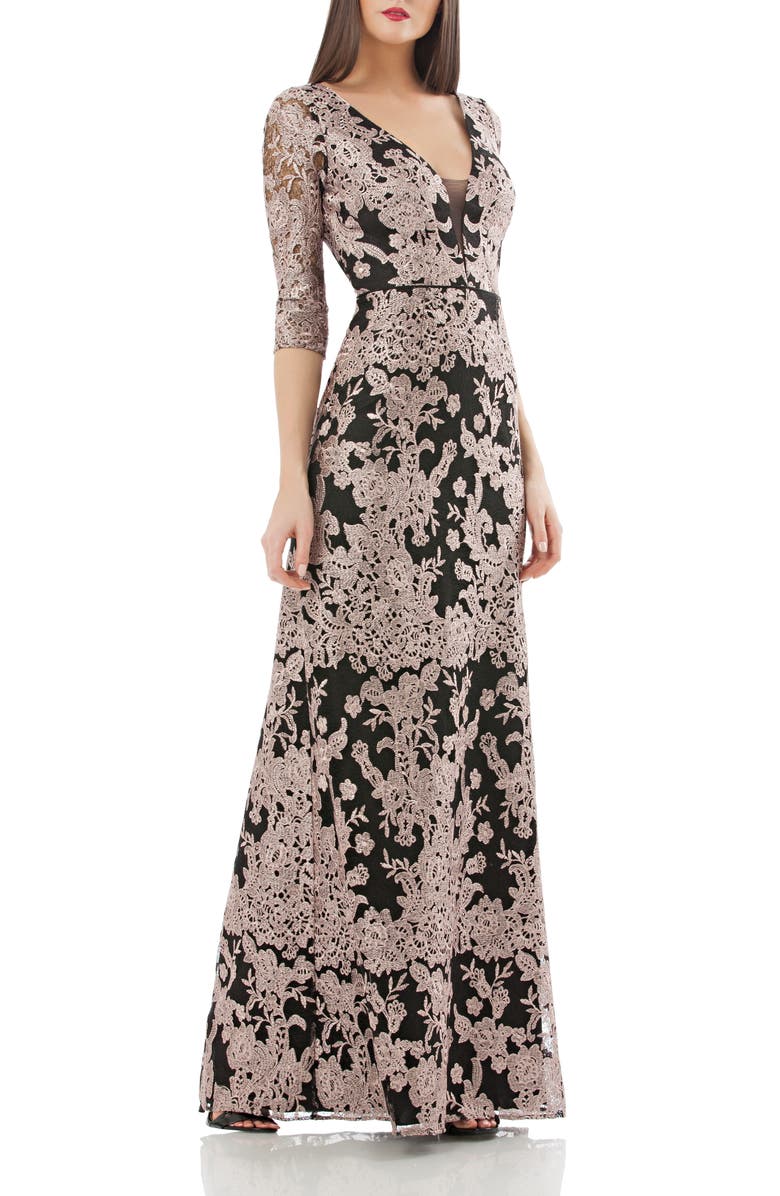JS Collections Embroidered Lace Gown, Main, color,