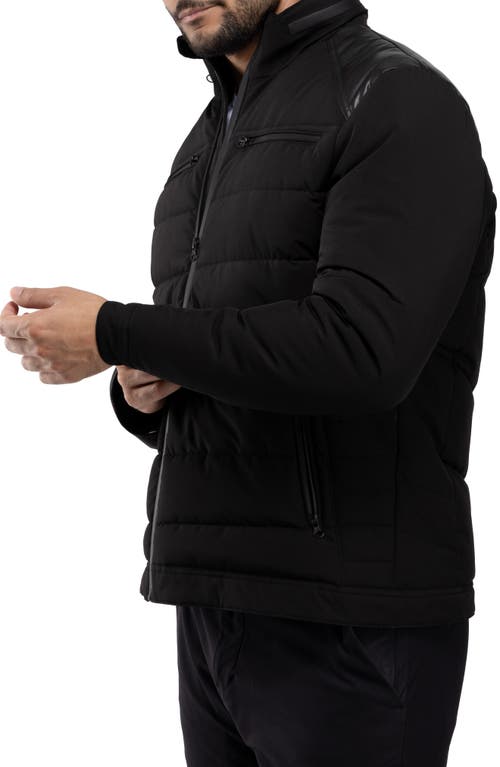 X-ray Xray Faux Leather Trim Puffer Jacket In Black