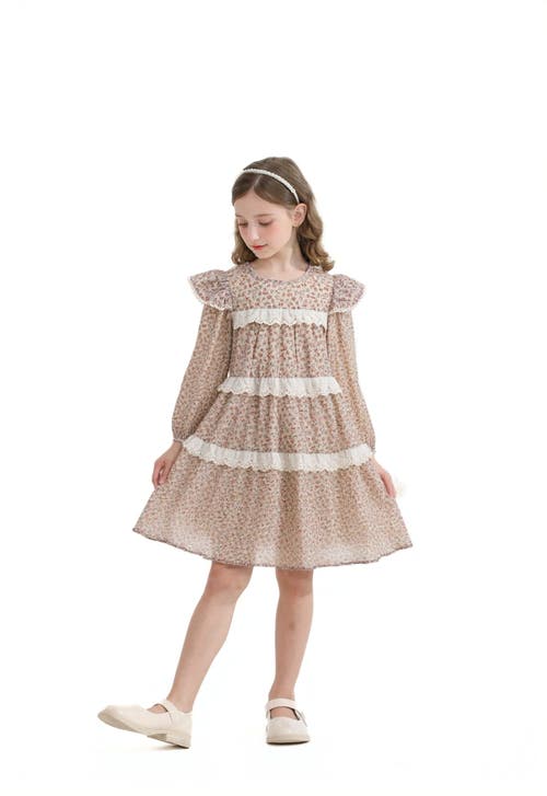 Sweet Cactus Floral Lace Tiered Dress In Neutral