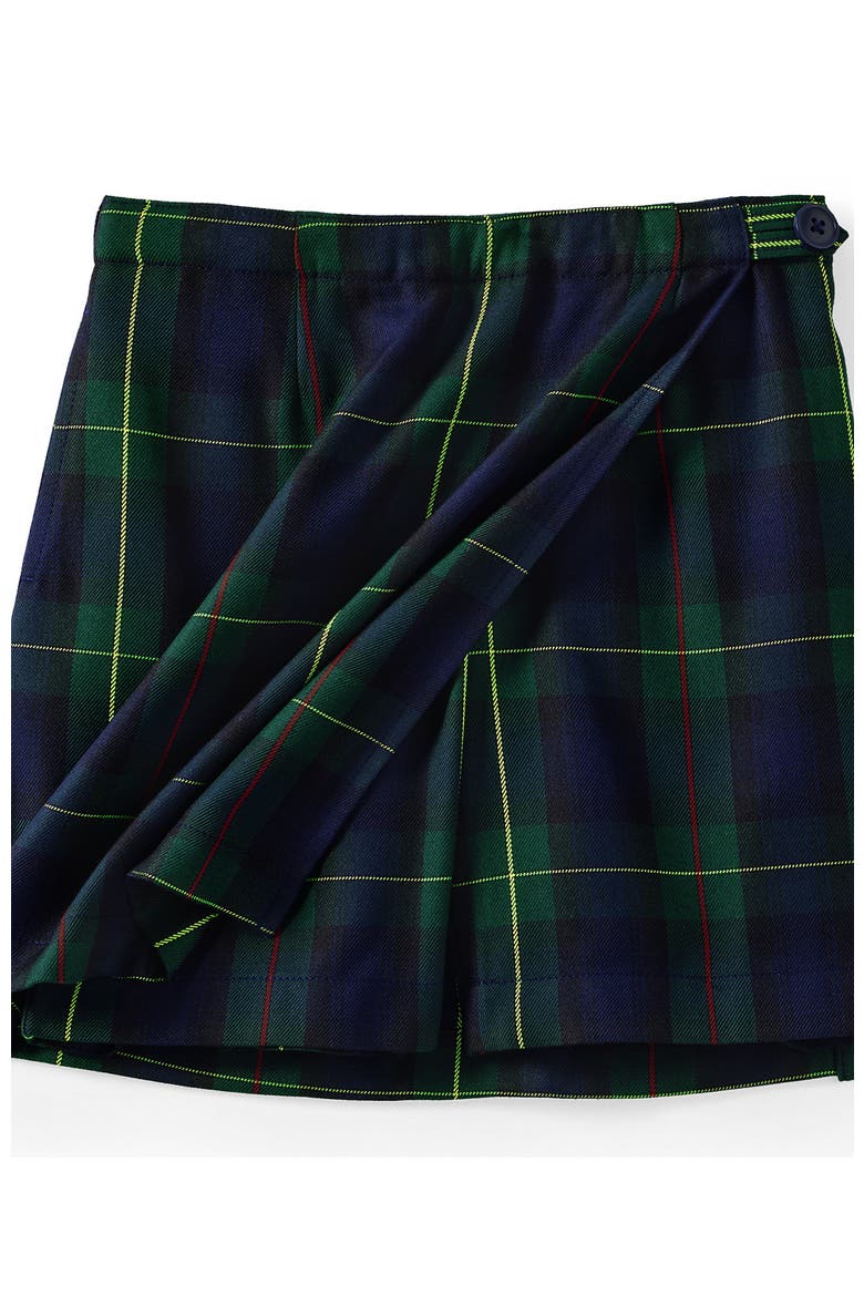 School Uniform Girls Plaid A Line Tab Skort Top of Knee, Alternate, color, Hunter/Classic Navy Plaid