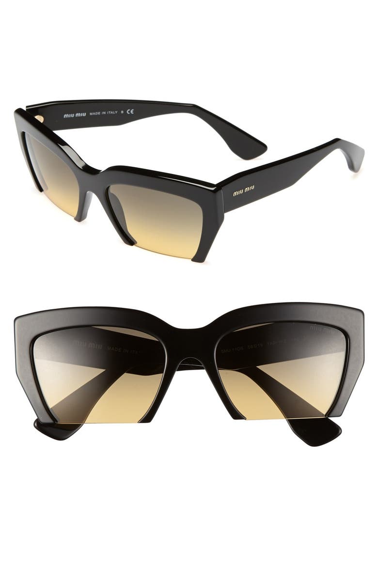 56mm Sunglasses, Main, color, BLACK