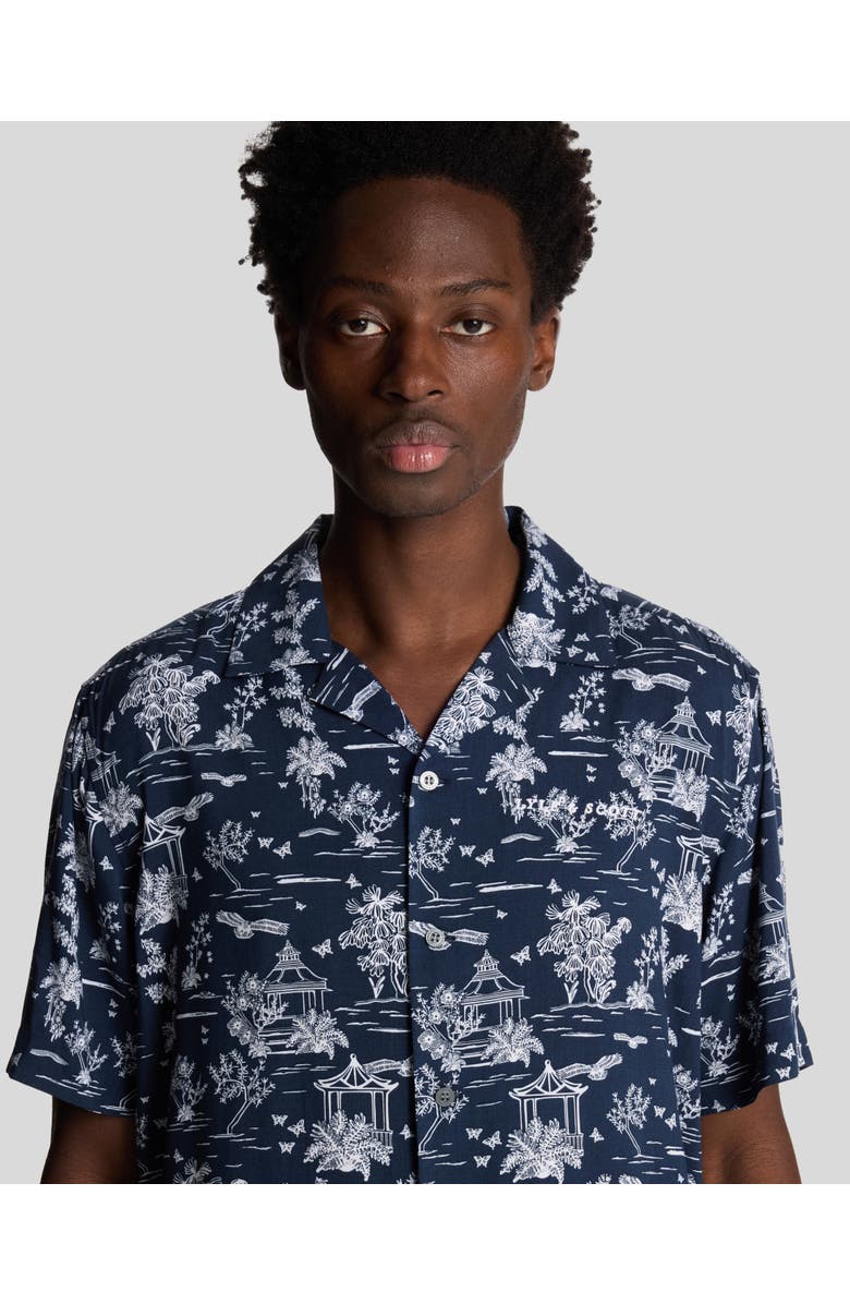 Lyle & Scott Botanical Garden Print Resort Shirt, Alternate, color, Dark Navy