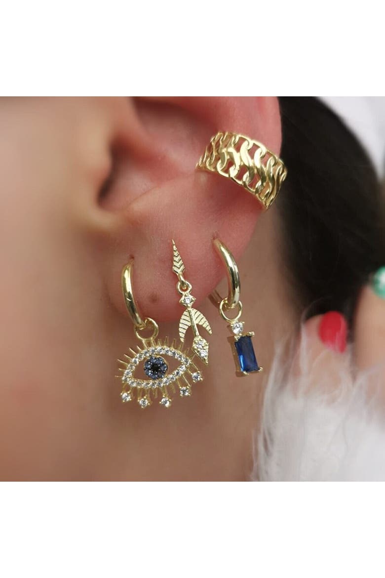 Evil Eye Earring Blue Eye Eyelash Sterling Silver Earring, Alternate, color, Gold