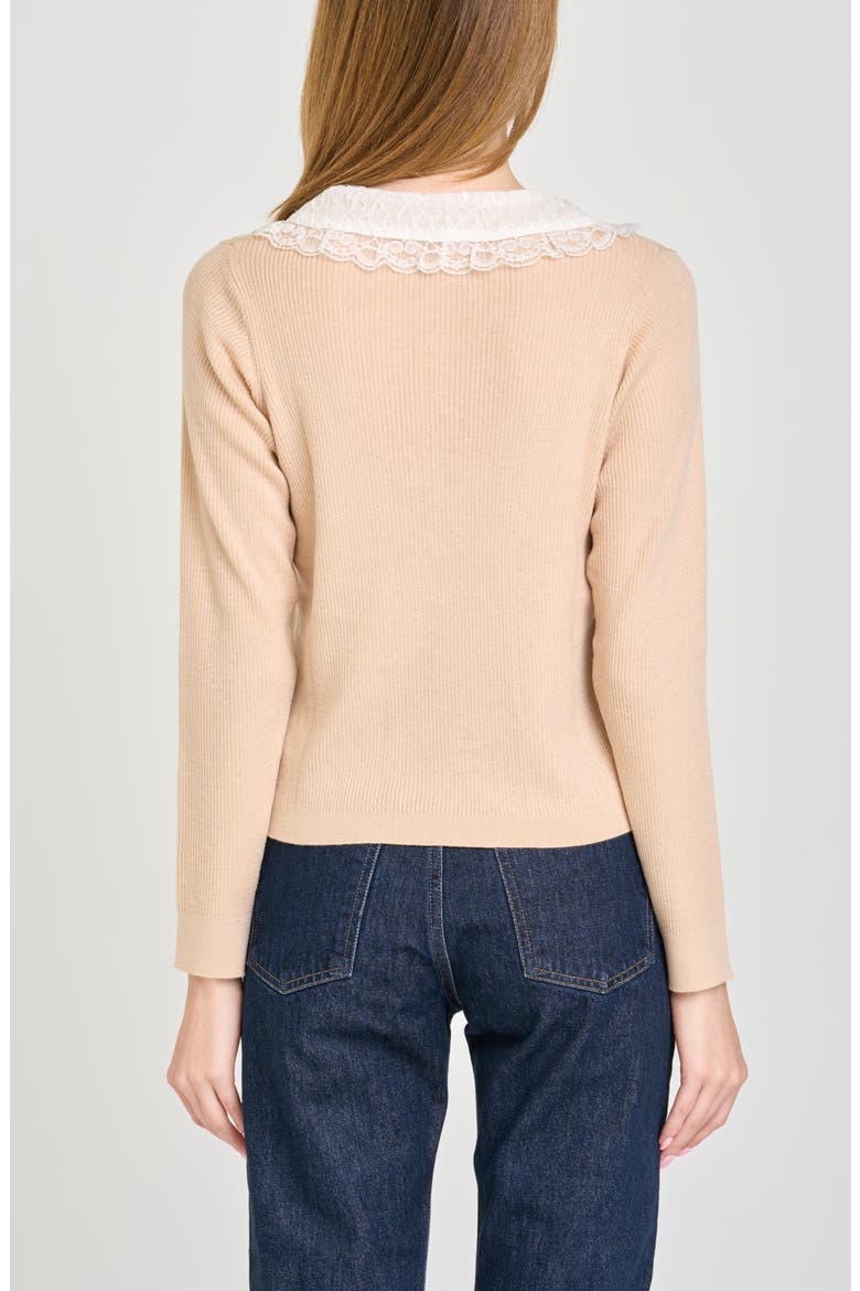 Joy Lace Collar Sweater, Alternate, color, SAND