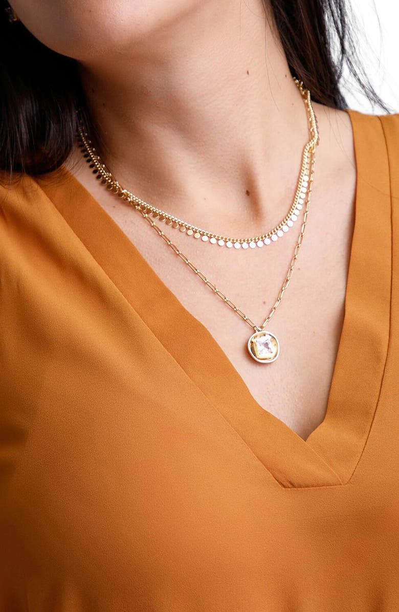 SAACHI Khloe Layered Charm Necklace, Alternate, color, Gold