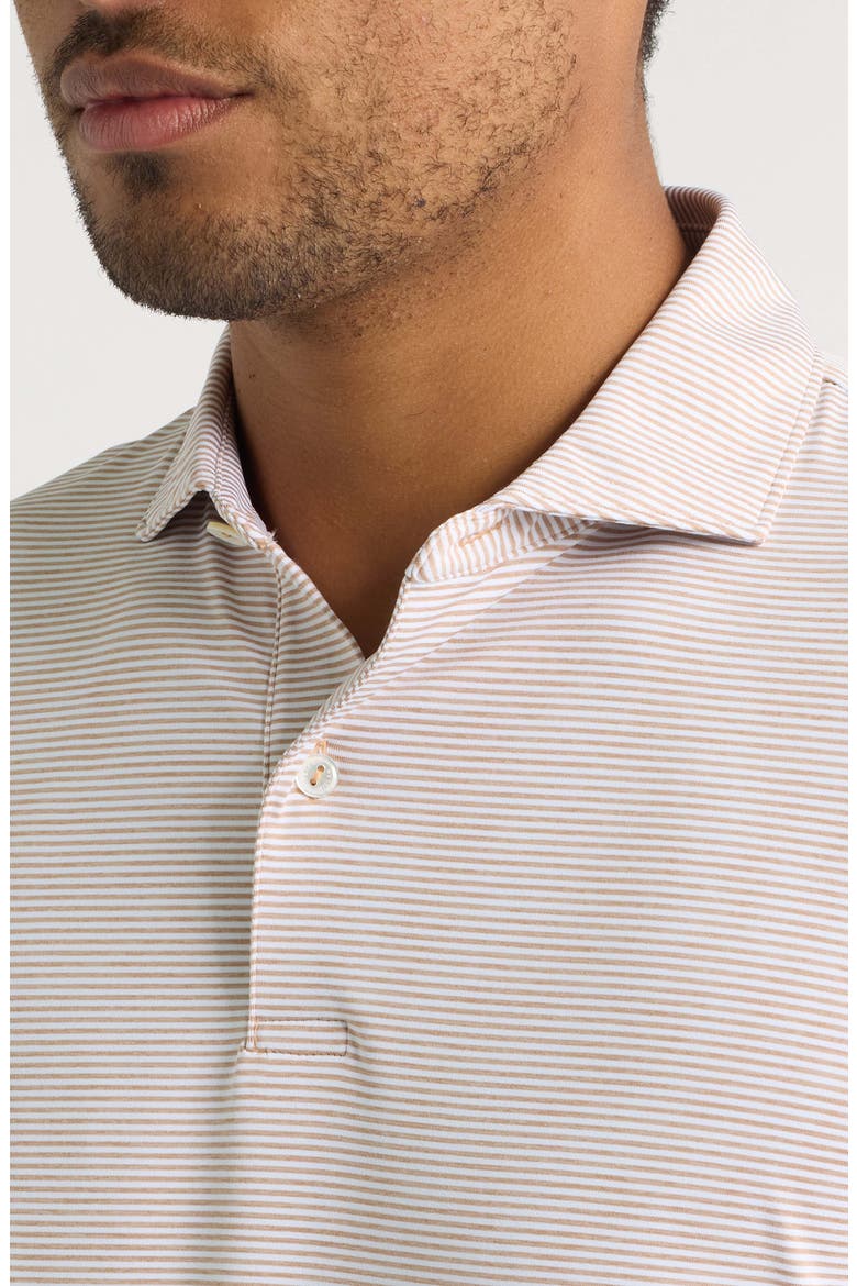 Cadenza Pinstripe Crown Crafted Performance Jersey Golf Polo, Alternate, color, LIGHT NUTMEG