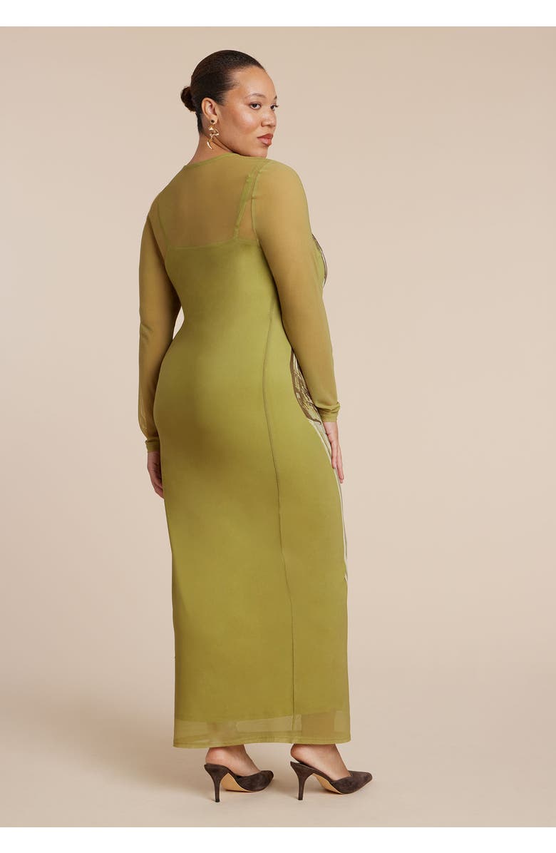 ELOQUII Printed Mesh Dress, Alternate, color, Marble Mapping