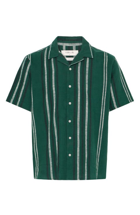 Isai Stripe Linen Blend Camp Shirt