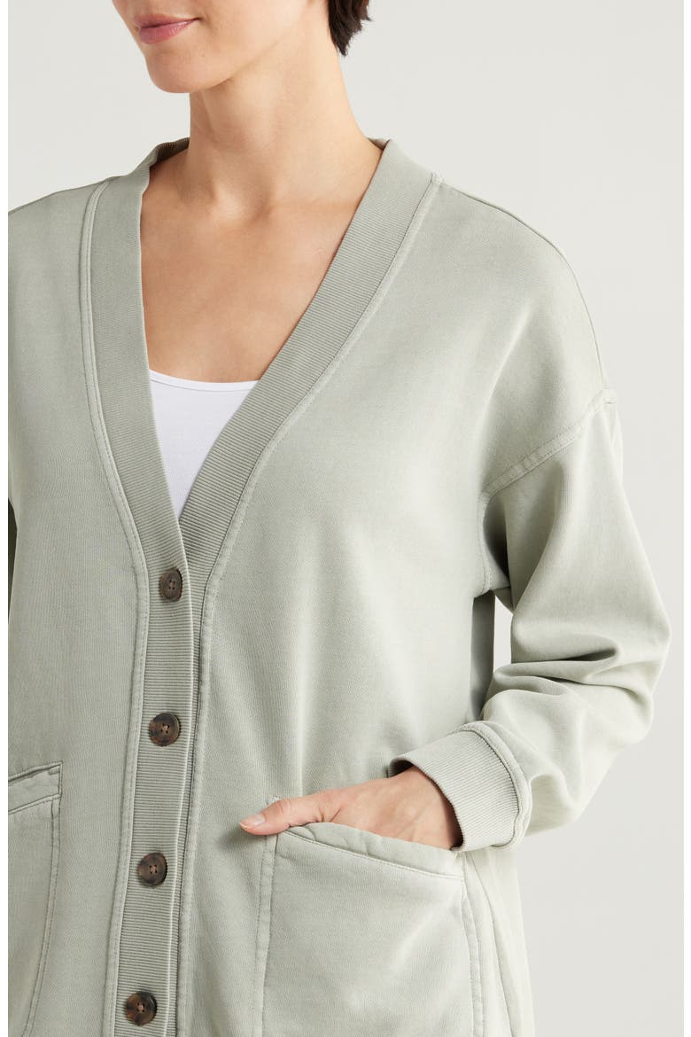 Cloud Nine Cotton Blend Fleece Cardigan, Alternate, color, SHADOW