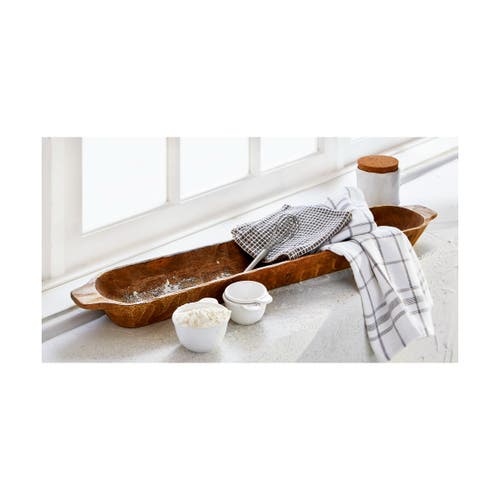 Tag Natural Wood Long Bread Dough Bowl Serving Tray Hand Wash In Sand