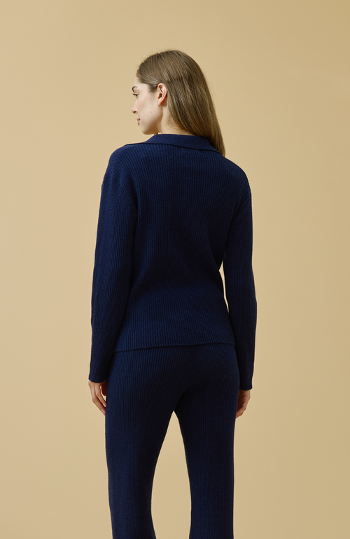 Kip. Kip Merino Cashmere Lounge Sweater In Blue