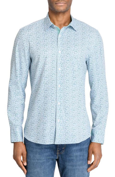 Slim Fit Floral Wreath Recycled 4-Way Stretch Performance Long Sleeve Shirt