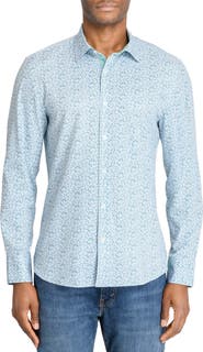 CONSTRUCT Slim Fit Floral Wreath Recycled 4-Way Stretch Performance Long Sleeve Shirt
