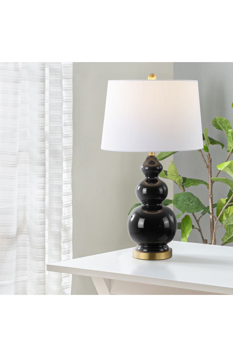 JONATHAN Y Bowen 27.5" Contemporary Transitional Ceramic Gourd LED Table Lamp, Alternate, color, Black