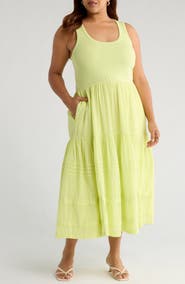 Treasure & Bond Mixed Media Cotton Blend Maxi Dress