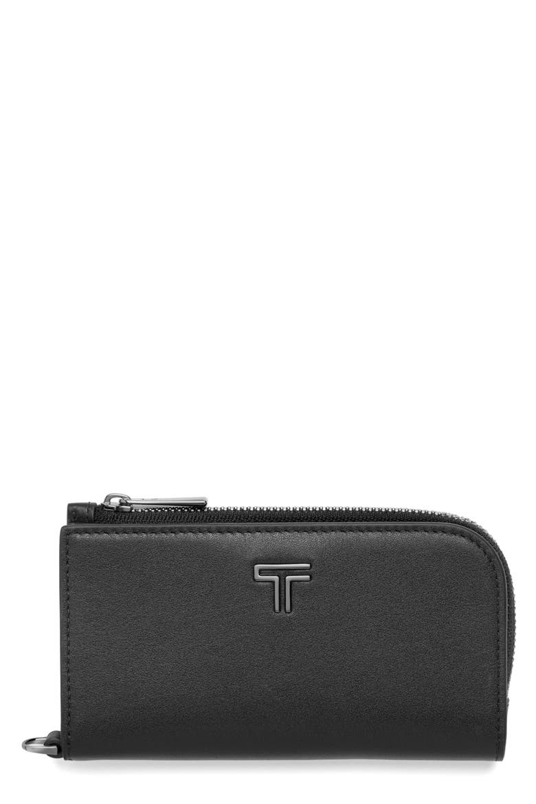 Belden L-Zip Card Case, Main, color, BLACK/ GUNMETAL