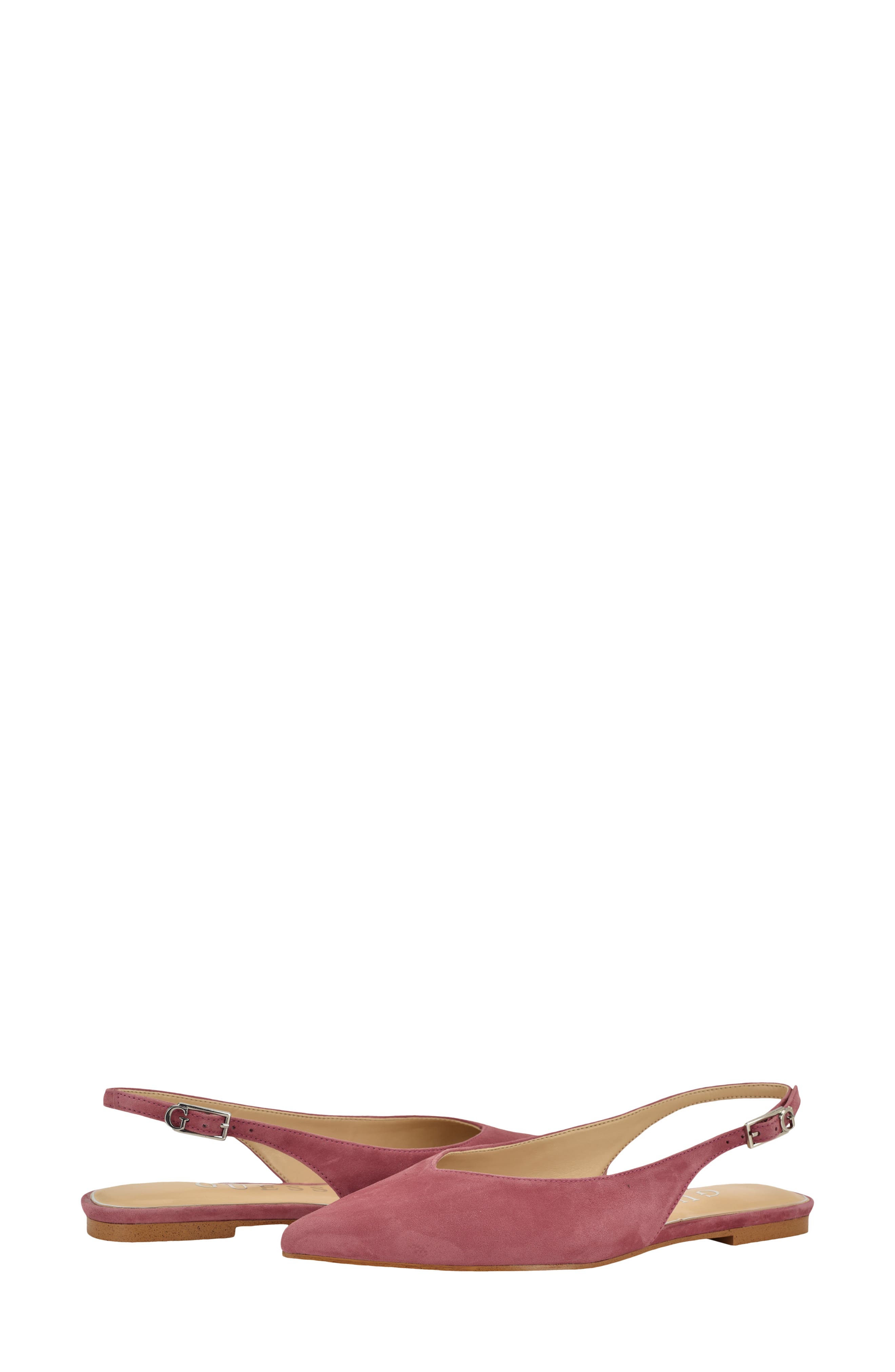 Dorazio Slingback Pointed Toe Suede Flat, Alternate, color, PINK